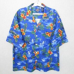 OTB Only The Best Hawaiian Shirt Men's XL Tropical Floral‎ Palm Tree Print